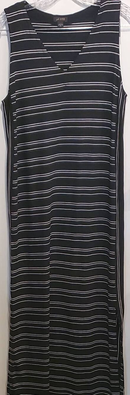 J. Jill Women's Maxi Black White Dress Wearever Collection Sleeveless Medium